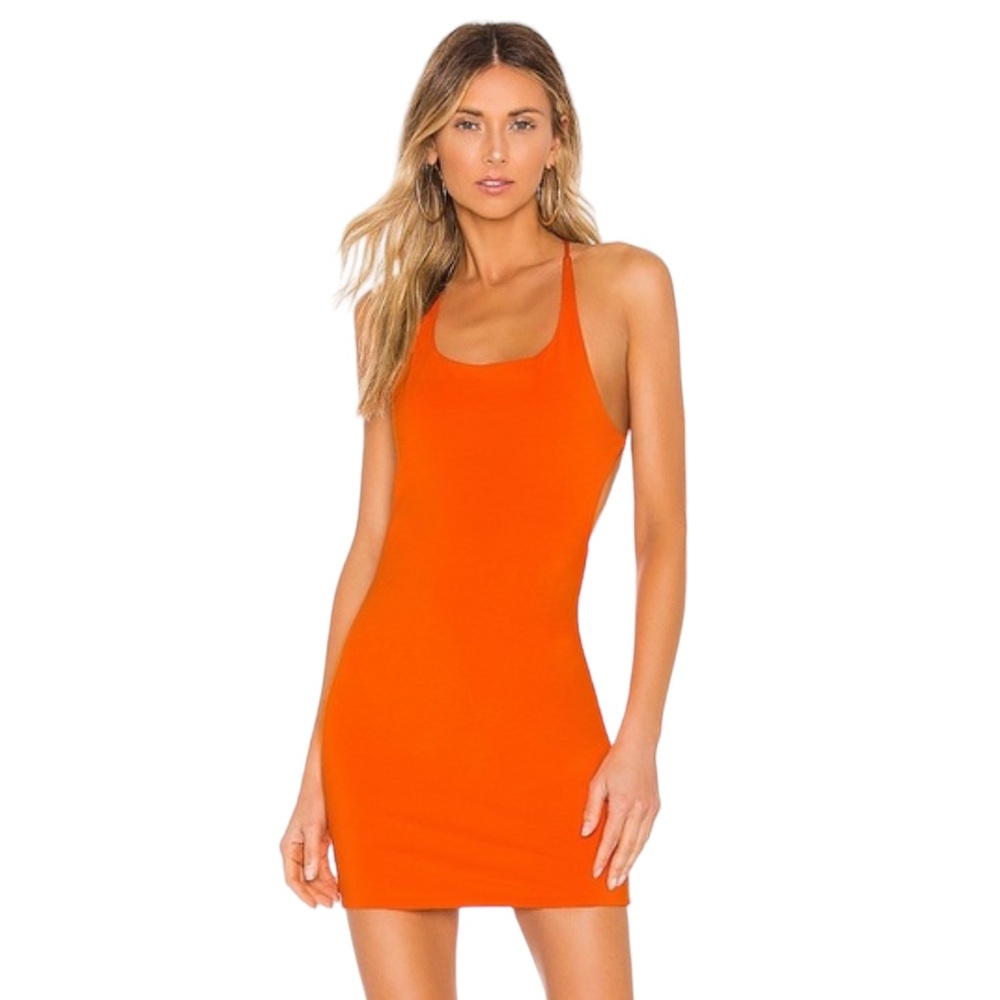 Superdown Emily Tie Back Dress in Orange